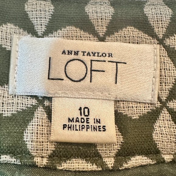 Ann Taylor Loft Cream & Sage Green Patterned Pencil Skirt Size 10 - Picture 7 of 8